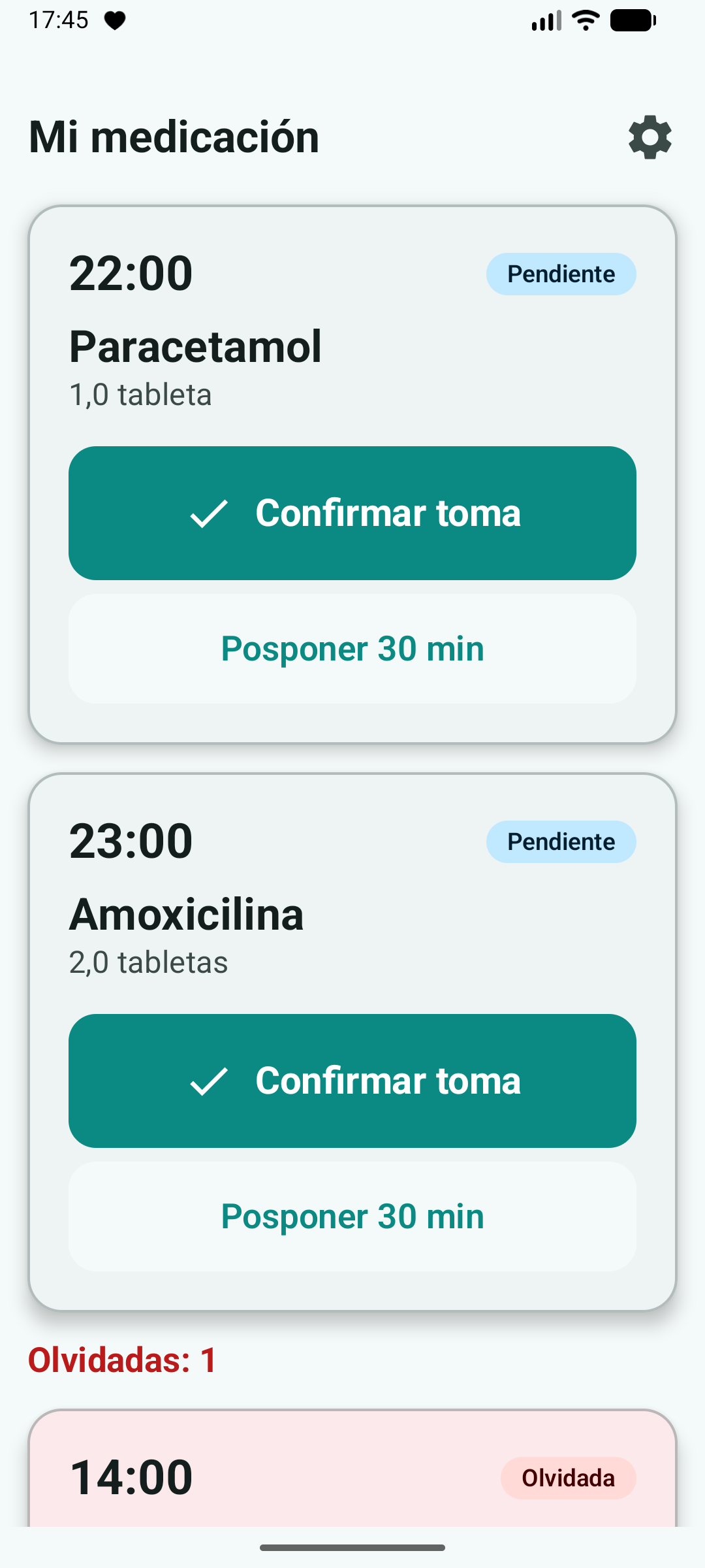 Detalle de recordatorios y tomas