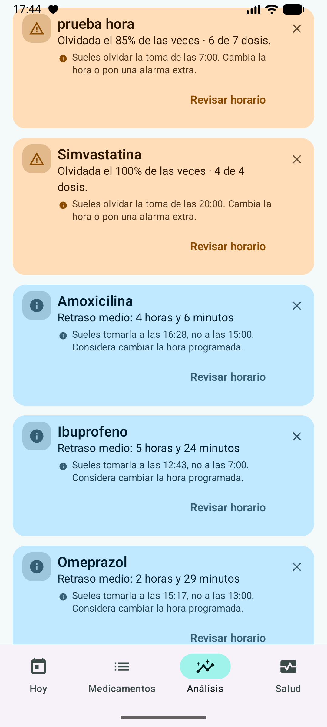 Insights y avisos de seguimiento